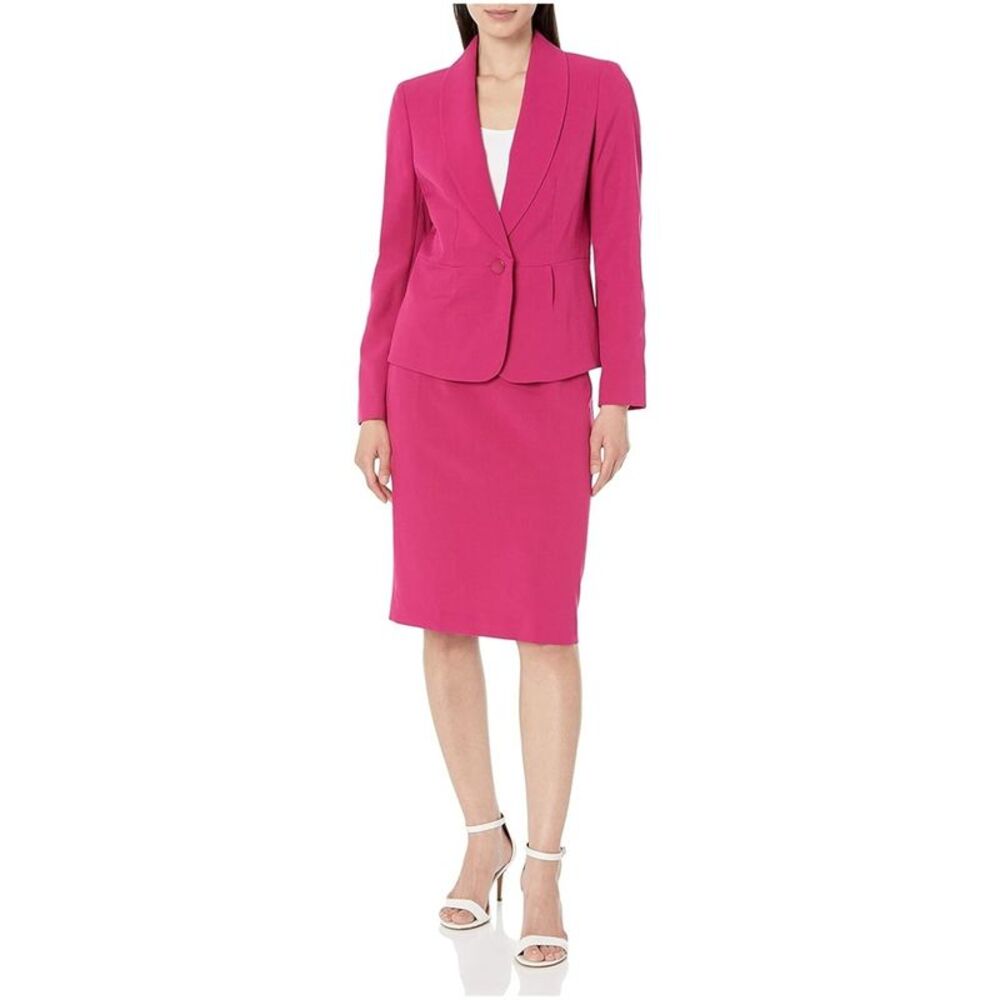 Le Suit Womens Shawl Collar Solid Skirt Suit, NWT
